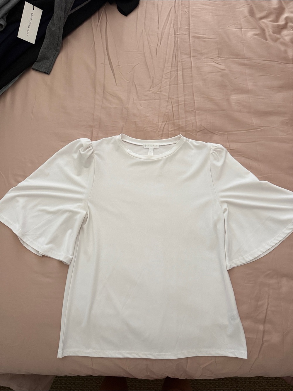 Leith White Flutter Sleeve Short-Sleeve Tee